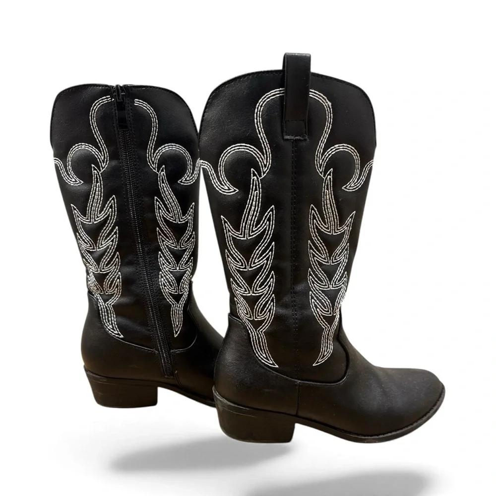 Fashion Nova Black and White Kids Cowboy Boots